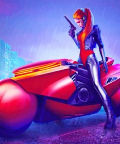 Cyberpunk Girl On Bike