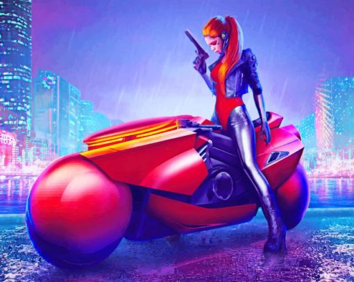 Cyberpunk Girl On Bike