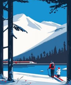 Family Skiing Time paint by numbers