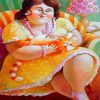 Fat Woman With Her Pet Paint by numbers