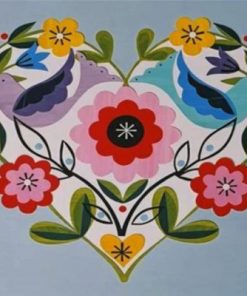 Flowers Heart Folk Paint by numbers