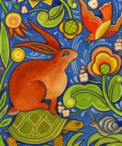 Folk Rabbit Animal Paint by numbers