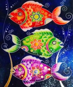 Folk Art Fishes Paint by numbers