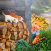 Girl And Her Kitties Paint by numbers