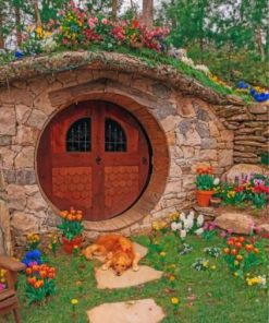 Hobbit Hole And Flowers Paint by numbers