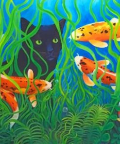 Koi Pond Black Cat Paint by numbers
