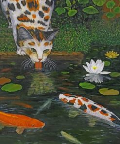 Koi Pond Cat Paint by numbers