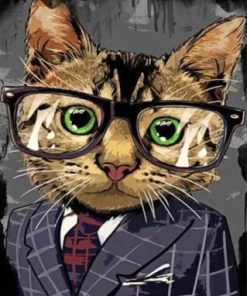 Nerdy Cat With Glasses Paint by numbers