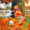 Pets Enjoying The Fall Paint by numbers
