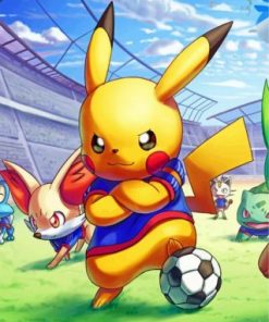 Pikachu Playing Football Paint by numbers