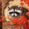 Raccoon In The Fall Paint by numbers
