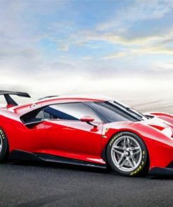 Red Ferrari Race Car Paint by numbers