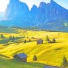 Houses Near The Rocky Mountains Paint by numbers