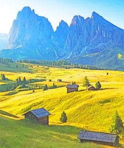 Houses Near The Rocky Mountains Paint by numbers