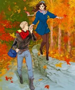 Romantic Couple Walking Paint by numbers