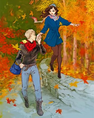 Romantic Couple Walking Paint by numbers