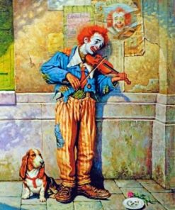 Sad Clown With His Dog Friend Paint by numbers