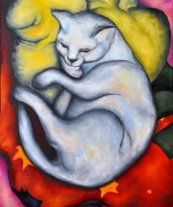 Sleepy White Cat Paint by numbers