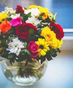 Colorful Flowers Vase Paint by numbers