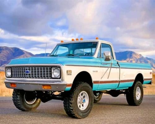 White And Blue Chevy Blazer Paint by numbers