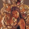 woman and tigers paint by numbers