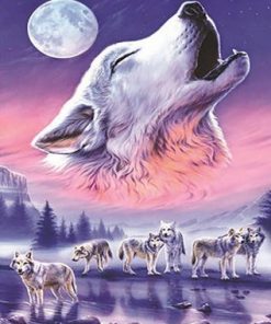 Wolves Howling at Moon Paint by numbers