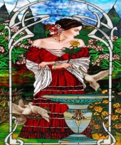 Hispanic Woman Stained Glass Paint by numbers