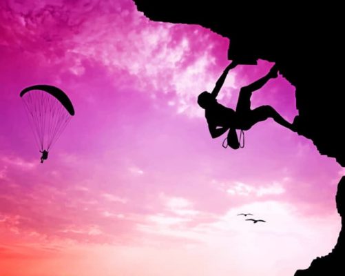 Mountain Climbing And Sky Parachuting Paint by numbers