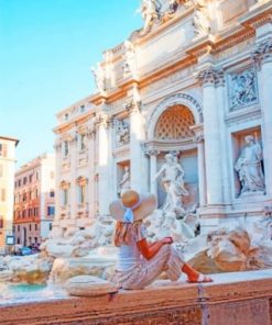 Girl In Trevi Fountain Italy Paint by numbers