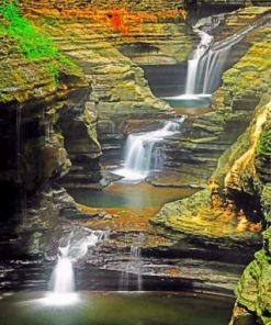 Mountain Waterfall Paint by numbers