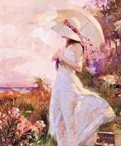 Woman With Summer Parasol Paint by numbers