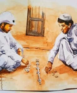 Qatari Men Playing Paint by numbers