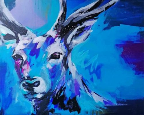Blue Abstract Deer Paint by numbers