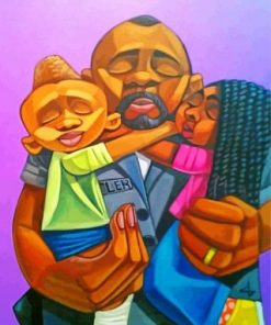 Aesthetic Black Dad And His Kids Paint by numbers