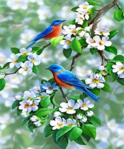 Aesthetic Blue Birds Paint by numbers