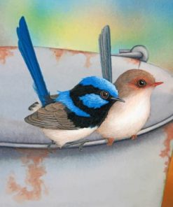 Aesthetic Blue Wren And Brown Bird Paint by numbers