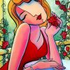 Aesthetic Woman Wearing Red paint by numbers