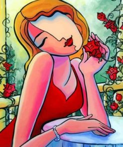 Aesthetic Woman Wearing Red paint by numbers