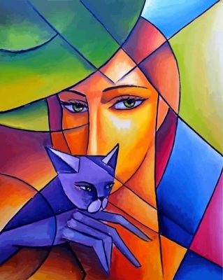Artistic Woman And Cat Paint by numbers