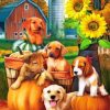 Autumn Puppies Paint by numbers