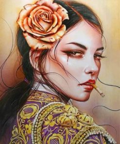 Beautiful Woman Smoking Paint by numbers