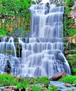 Beautiful Mountain Waterfall Paint by numbers