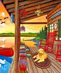 Cabin By Lake Paint by numbers