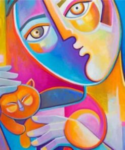 Abstract Woman And Cat Paint by numbers