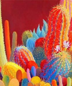 Colorful Cactus Paint b y numbers