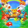 Cute Pikachu And His Friends Paint by numbers