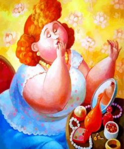 Fat Lady Doing Make Up Paint by numbers
