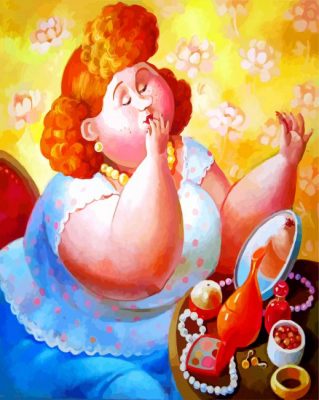Fat Lady Doing Make Up Paint by numbers