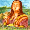 Fat Mona Lisa Eating Pasta Paint by numbers