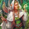 Forest Queen And Her Bird Paint by numbers